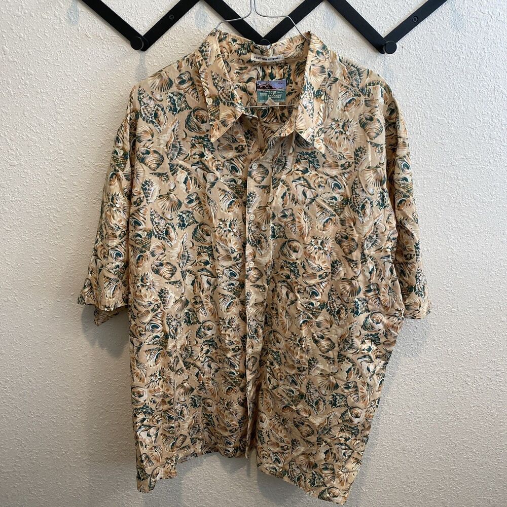 Reyn Spooner Egyptian Cotton Sea Shell Print Button Up Size XXL
